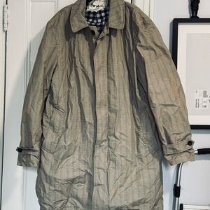 Boden Men's Tan Plaid Trench Coat